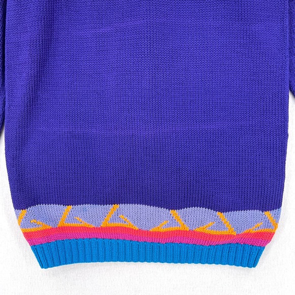 PERUVIAN CONNECTION Vintage Cardigan Sweater Womens Small Multi Cotton Geometric - Picture 6 of 16